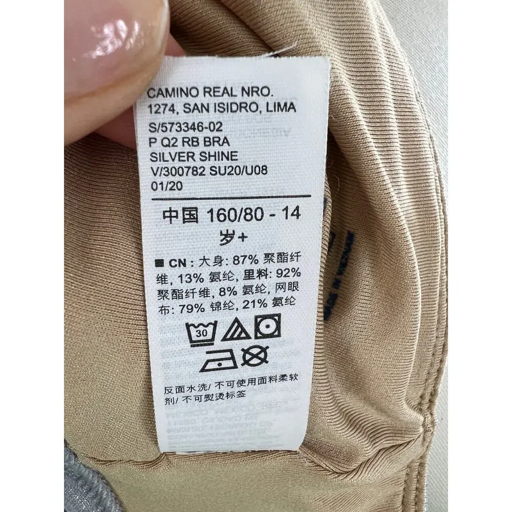 Old Navy Active Iridescent Silver Shine Go Dry Kid's Sports Bra Size XXL/16